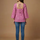 Elegant Rose Pink Cotton Kurti -Square Back neck - with Bell Sleeves