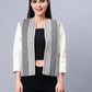 Open Front Blazer-Black & White