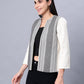 Open Front Blazer-Black & White