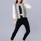 Open Front Blazer-Black & White
