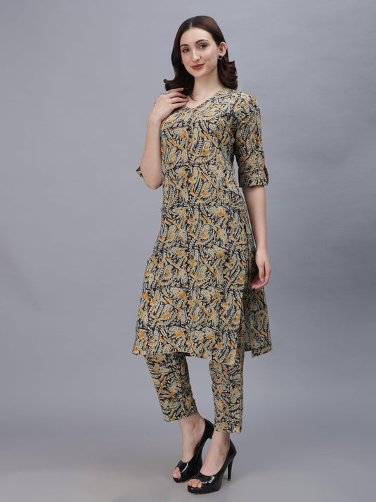 Kalamkari Block Print | Multicolor Pure Cotton Kurta Cords for Women