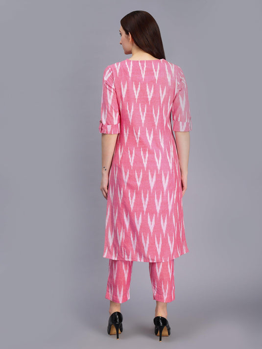 Pink Ikat Coord Set Pure Cotton for Women