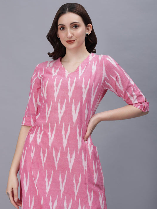 Pink Ikat Coord Set Pure Cotton for Women