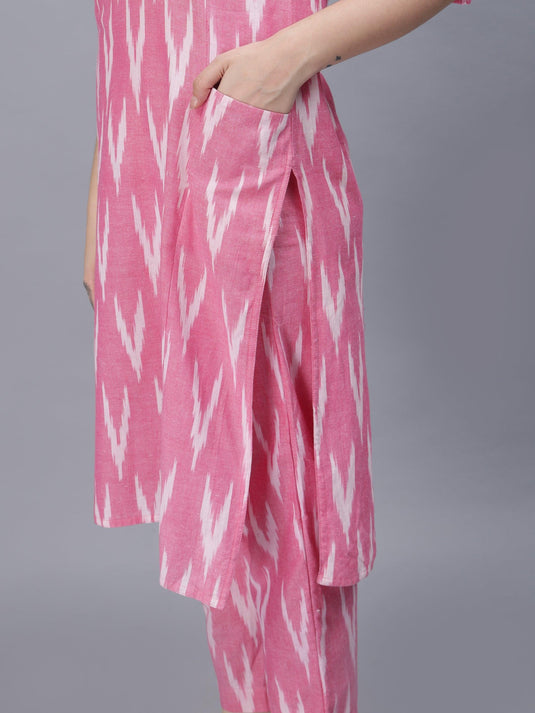 Pink Ikat Coord Set Pure Cotton for Women