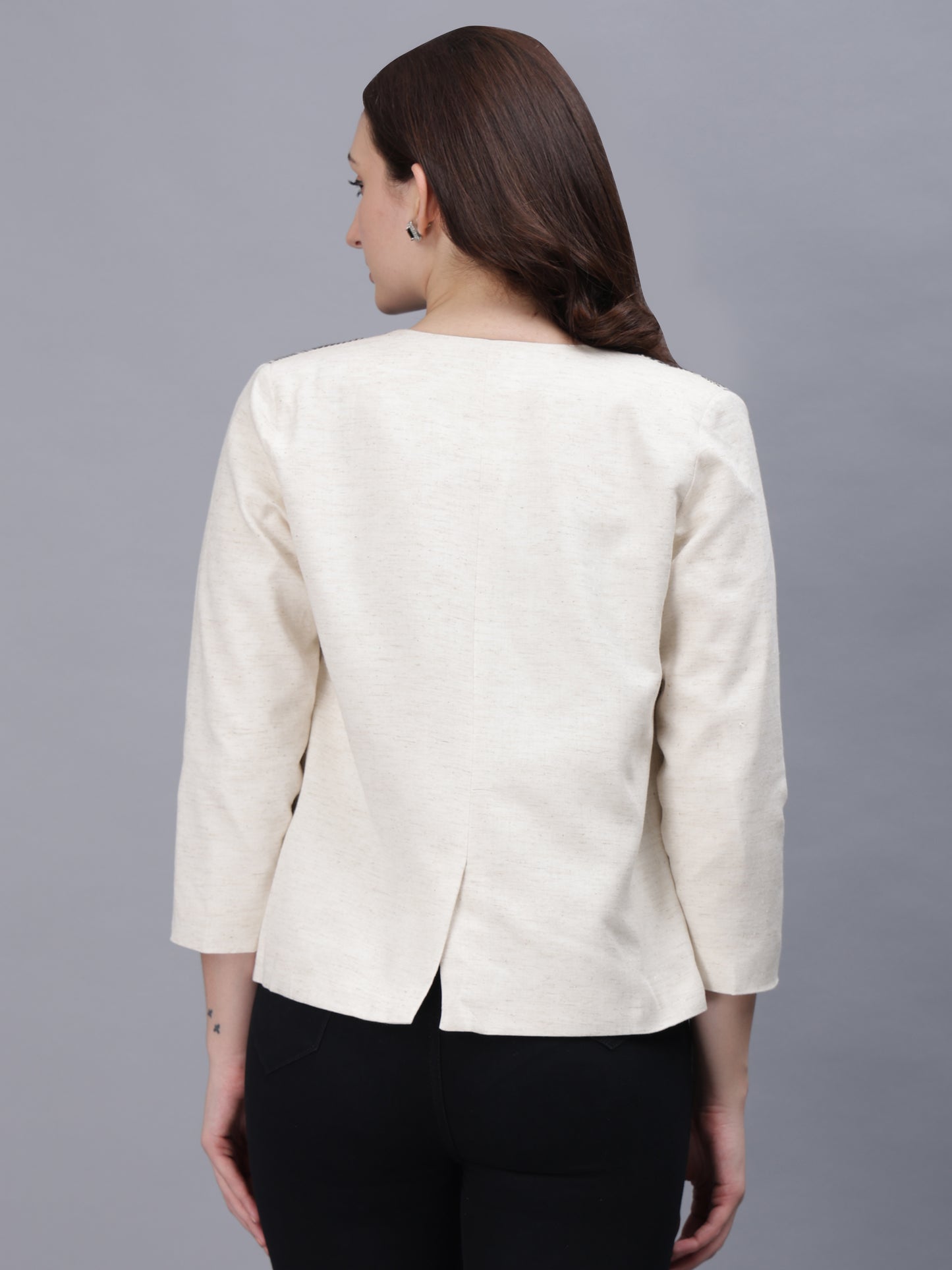 Open Front Blazer-Black & White -Effortless Power. Everyday Elegance.