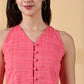 Indyvarna Anagha Halter Cotton Tunic – Coral Grid