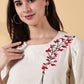 Indyvarna Anvi Cotton Embroidered Kurta- Ivory Bloom