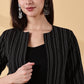 Midnight Classic Black Stripes-Open-Front Blazer-Handwoven Cotton  – Rekha Edit