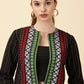 Handwoven Open Front Blazer – Red & Green Border Detail Heritage Weave. Bold Vibes.