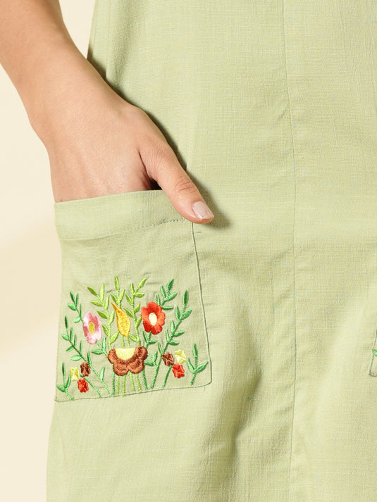 Sage Blossom Pocket Dress