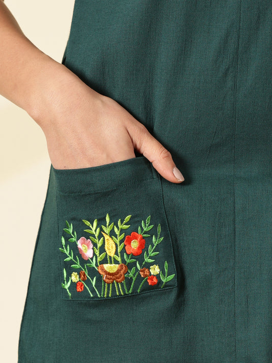 Sage Blossom Pocket Dress