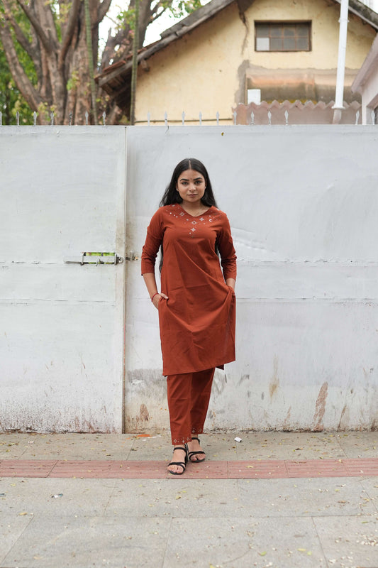 Rust Orange Kurta Set
