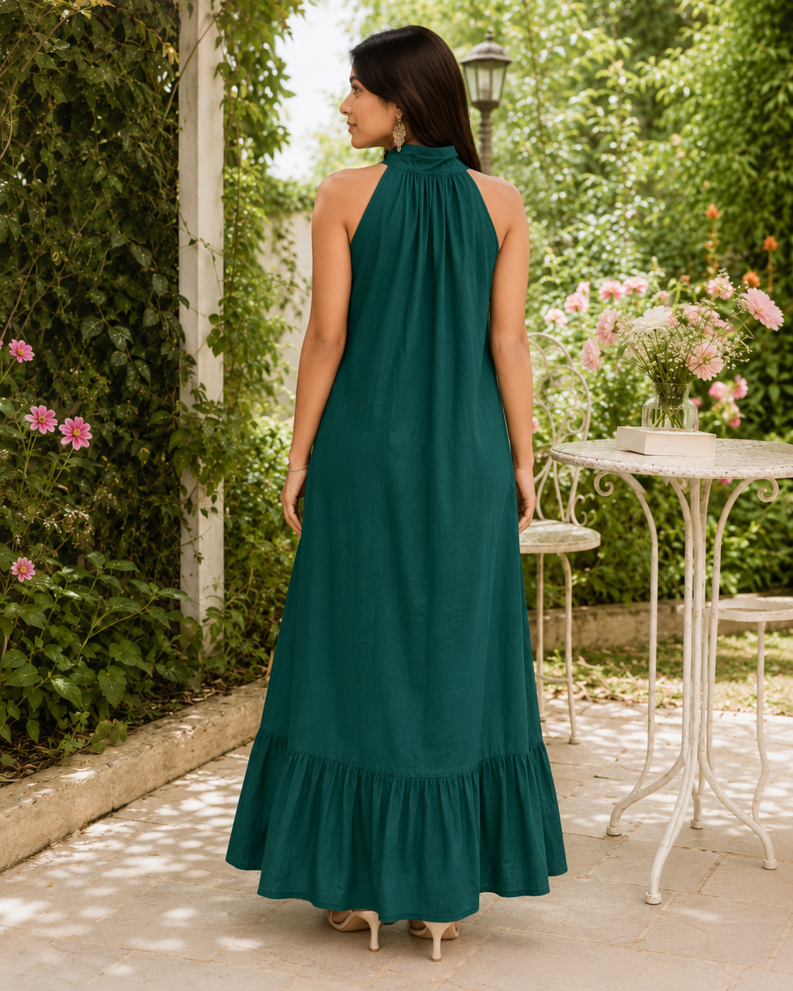 Emerald Grace Halter Maxi Dress
