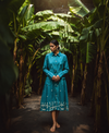 Teal Heritage Belted Shirt Dress