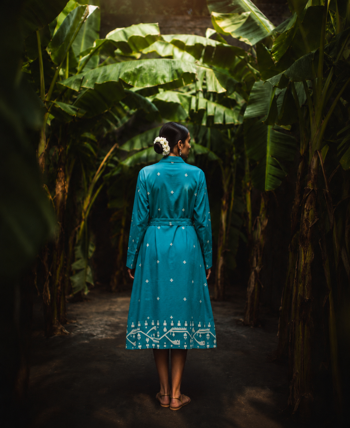 Teal Heritage Belted Shirt Dress