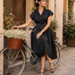 Midnight Grace Wrap Midi Dress
