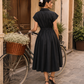Midnight Grace Wrap Midi Dress