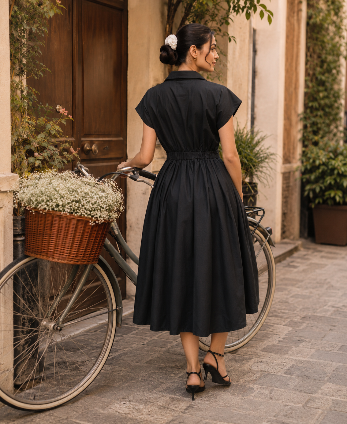 Midnight Grace Wrap Midi Dress