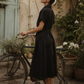 Midnight Grace Wrap Midi Dress