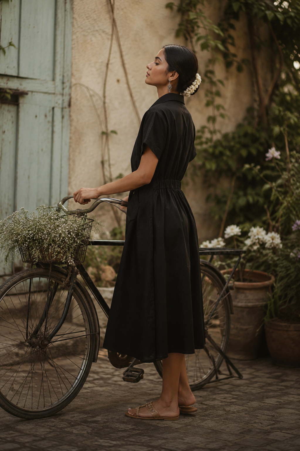 Midnight Grace Wrap Midi Dress