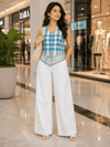Handwoven Cotton Checked V-Neck Top