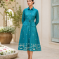 Teal Heritage Belted Shirt Dress
