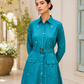 Teal Heritage Belted Shirt Dress