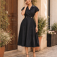 Midnight Grace Wrap Midi Dress