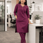 Purple Pure Cotton Embroidered Kurta Set with Pants