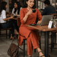Rust Pure Cotton Embroidered Kurta Set with Pants