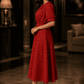 Red Handwoven Cotton Midi Dress