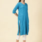 Cotton Lycra Workwear Kurta-Azure Blue