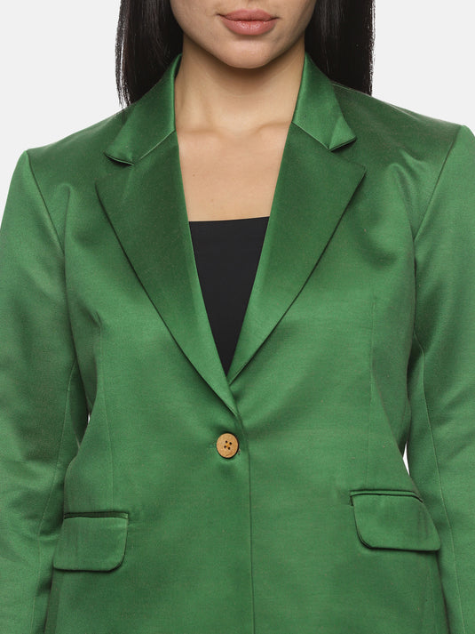 Cotton Satin Pant Suit Blazer