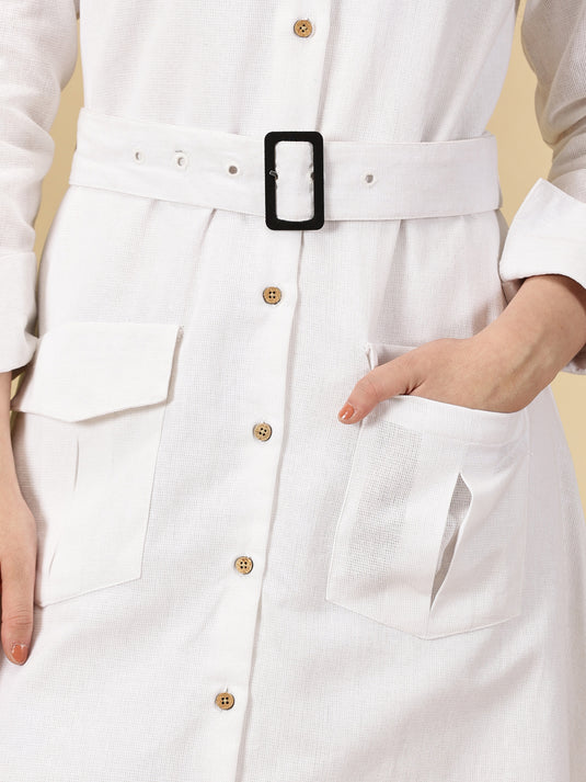 White Linen Shirt Dress