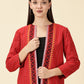 Open-Front Blazer-Red Handwoven South Cotton