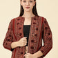 Open Front Blazer-Red Handblock Ajrak