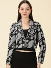 Crop Blazer-Black with White
