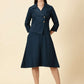 Cotton Lycra Blazer Dress-Teal Blue