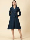 Cotton Lycra Blazer Dress-Teal Blue