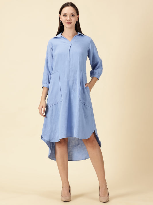 Summer Shirt Dress-Sky Blue