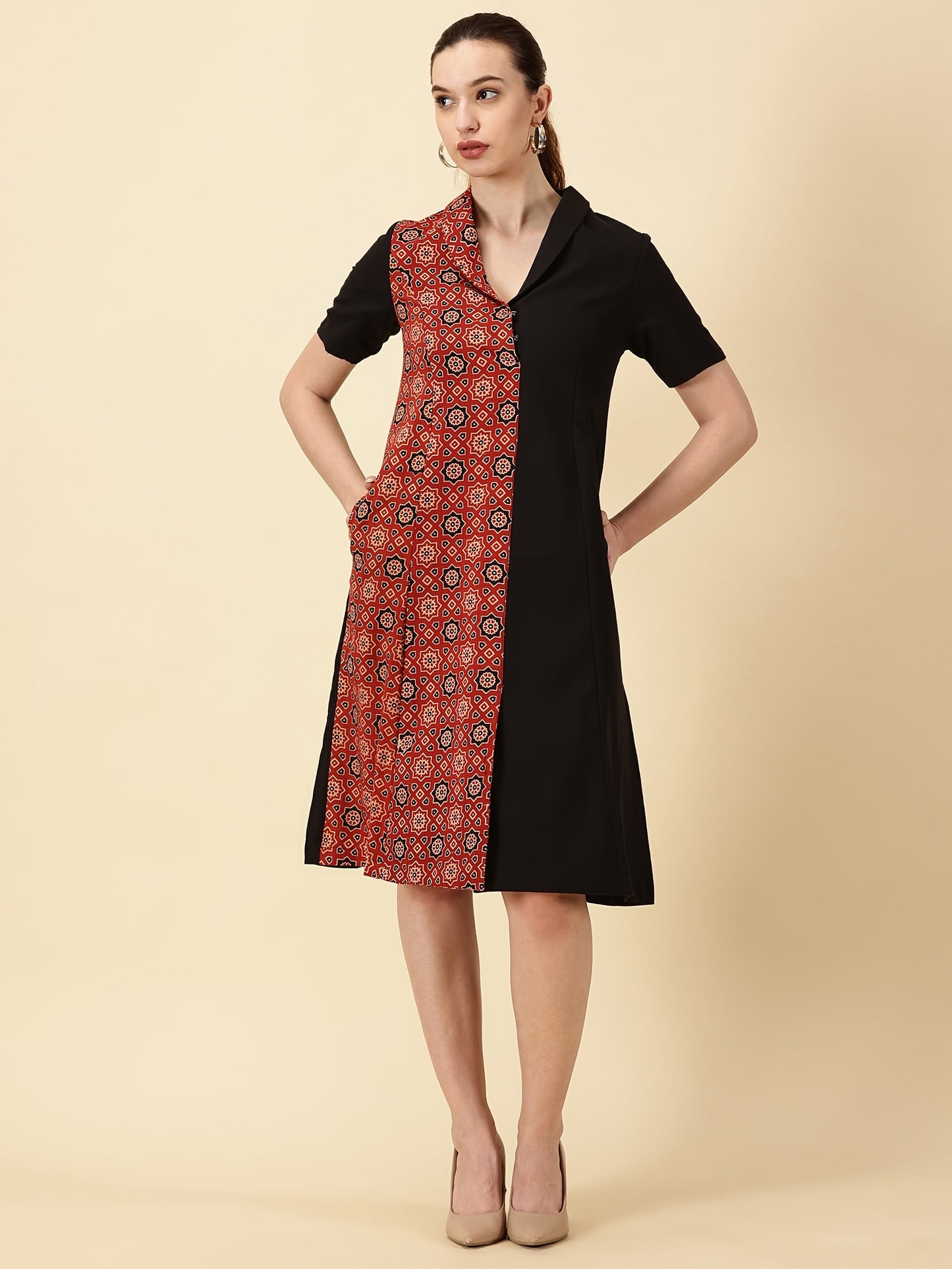 Ajrak Printed Cotton Wrap Dress