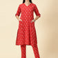 Kurta Cords-Red Handwoven Ikat