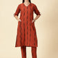 Kurta Cords-Tan Brown Handwoven Ikat