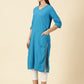 Cotton Lycra Workwear Kurta-Azure Blue