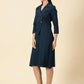 Cotton Lycra Blazer Dress-Teal Blue