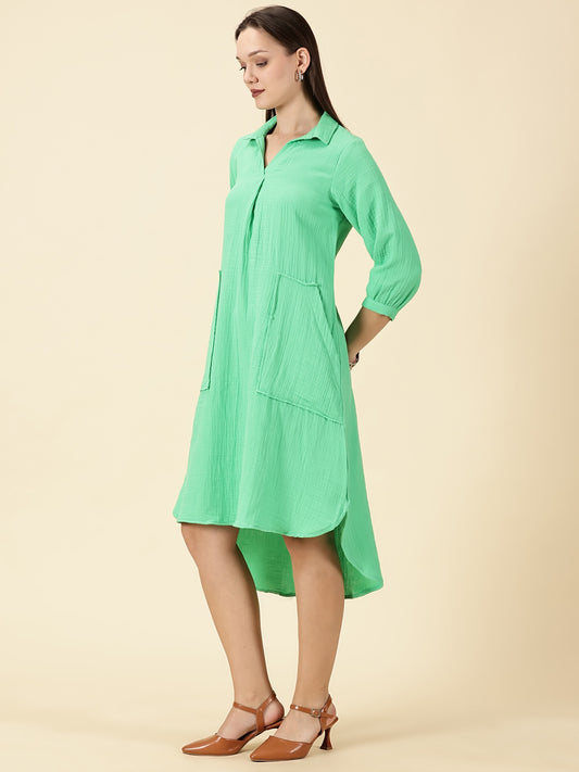 Summer Shirt Dress-Green