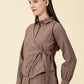 Modern Cotton Wrap Shirt-Brown