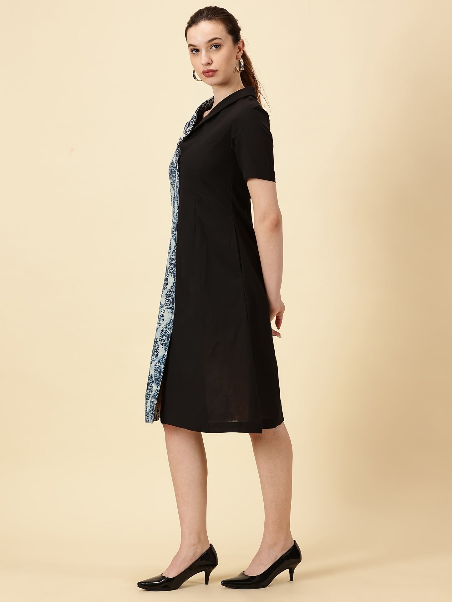 Indigo Blue Printed Cotton Wrap Dress