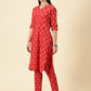 Kurta Cords-Red Handwoven Ikat