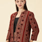 Open Front Blazer-Red Handblock Ajrak